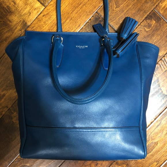 Coach Handbags - Blue Leather Coach Tanner Bag